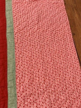 RARE PA c 1890 - 1900 Peony APPLIQUE Antique Quilt RED Cheddar UP & Down 11