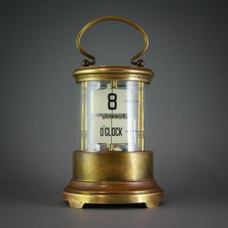 ⏰ Antique C.  1905 Alarm Plato Digital Flip Desk Brass Clock Hamburg American Co.
