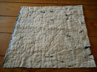 Antique 18thc Early French Indigo Blue Resist Fabric Quilt Piece 1 3