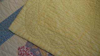 Vintage Antique QUILT,  DRESDEN PLATE on Yellow,  Turquoise Calico Red & Yellow 8