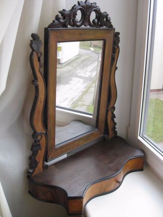 Antique 1900 Swedish Dressing Table Mirror With Drawer