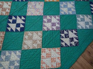 That 30s Green Vintage Cats Cradle QUILT 79x74 