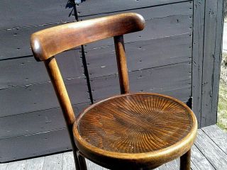 Antique Bent Wood Tall Bar Stool with Back Rest 1920 Era 2