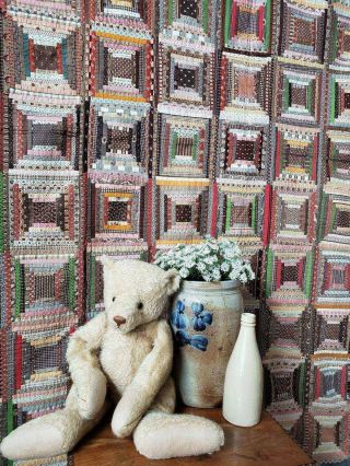 Such Tiny Logs & Great Fabrics Antique C1860 - 1880 Log Cabin Quilt 79x73 "