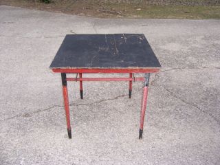 Vintage Antique Red & Black Painted Wooden Folding Card Game Table 30 " X 29 1/2 "