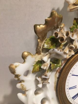 Antique German Porcelain Mantle Clock 6