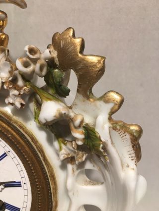 Antique German Porcelain Mantle Clock 7