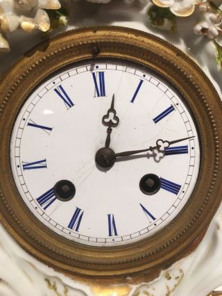 Antique German Porcelain Mantle Clock 8