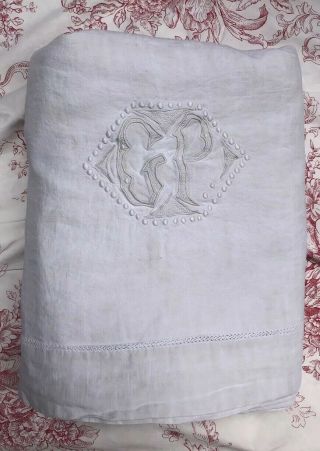 Fine Antique French Hand Woven / Hand Sewn Métis Linen Sheet Gp 81x114