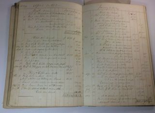 Antique Old 1849 - 1854 Handwritten Leather Ledger General Store,  McDonough,  N.  Y. 10