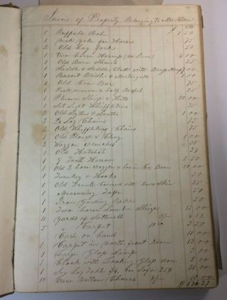 Antique Old 1849 - 1854 Handwritten Leather Ledger General Store,  McDonough,  N.  Y. 5