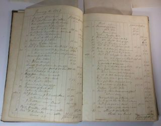 Antique Old 1849 - 1854 Handwritten Leather Ledger General Store,  McDonough,  N.  Y. 8