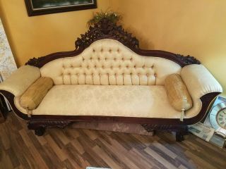 Victorian Antique Sofa And Settee Golden Color All Hand Carved Wood
