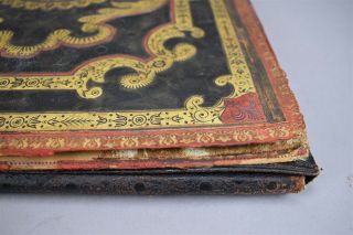 Antique Leather Portfolio 1800 ' s Ornate Gold Brown Red Embossed 3