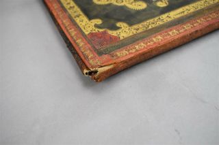 Antique Leather Portfolio 1800 ' s Ornate Gold Brown Red Embossed 4