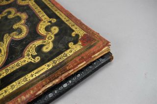 Antique Leather Portfolio 1800 ' s Ornate Gold Brown Red Embossed 6