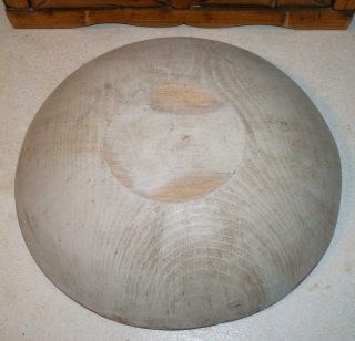 Americana Primitive Oval Wood Mixing Bread Bowl White Faded Paint Red Stars 5
