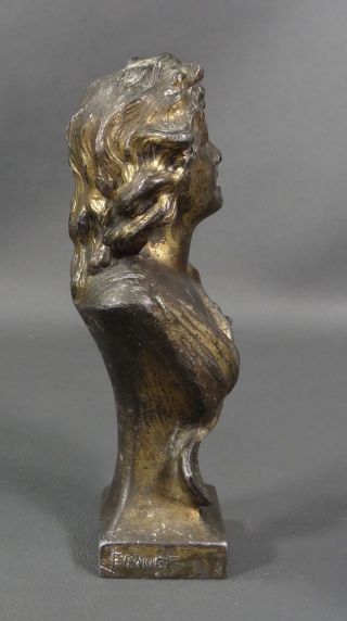 ART NOUVEAU FRENCH JEAN GARNIER PEWTER SCULPTURE BUST LADY FIGURE FIGURINE MARGO 5