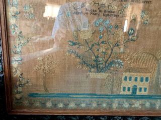 American Antique Signed Folk - Art Dated 1836 Sampler with Wonderful Details 10