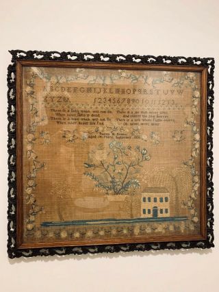 American Antique Signed Folk - Art Dated 1836 Sampler with Wonderful Details 8