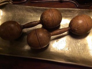 Antique Wood Dumbells - 3/4 Pound Pair