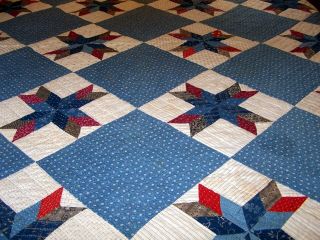 Antique Quilt,  Cotton,  Great Colors,  Red,  Blue,  Gray,  Shirting,  Hand Quilted