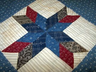 Antique Quilt,  Cotton,  Great Colors,  Red,  Blue,  Gray,  Shirting,  Hand Quilted 2