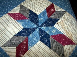 Antique Quilt,  Cotton,  Great Colors,  Red,  Blue,  Gray,  Shirting,  Hand Quilted 3