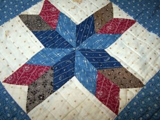 Antique Quilt,  Cotton,  Great Colors,  Red,  Blue,  Gray,  Shirting,  Hand Quilted 4