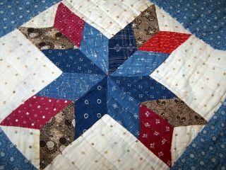Antique Quilt,  Cotton,  Great Colors,  Red,  Blue,  Gray,  Shirting,  Hand Quilted 5