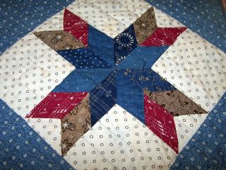 Antique Quilt,  Cotton,  Great Colors,  Red,  Blue,  Gray,  Shirting,  Hand Quilted 6