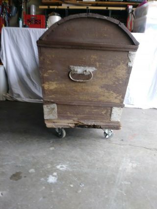 Vintage Wooden Trunk Treasure Chest Style.