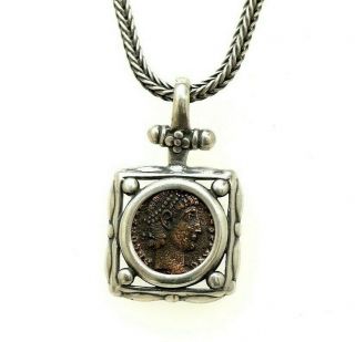 Sterling Silver Necklace With A Ancient Roman Bronze Coin - 000