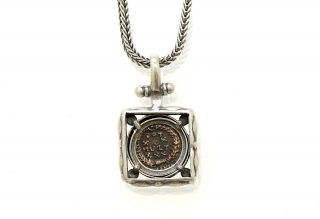 Sterling Silver Necklace with a Ancient Roman Bronze Coin - 000 2