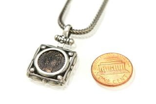 Sterling Silver Necklace with a Ancient Roman Bronze Coin - 000 4