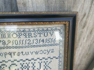 Victorian 1847 Alphabet ABC Numbered Needlework Sampler Tapestry Hogarth Frame 11