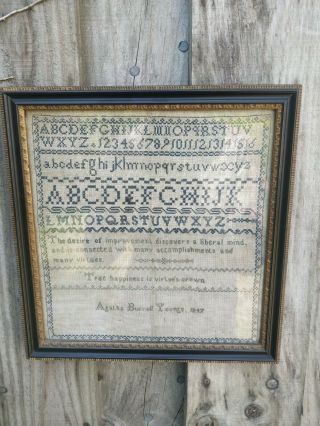 Victorian 1847 Alphabet ABC Numbered Needlework Sampler Tapestry Hogarth Frame 2