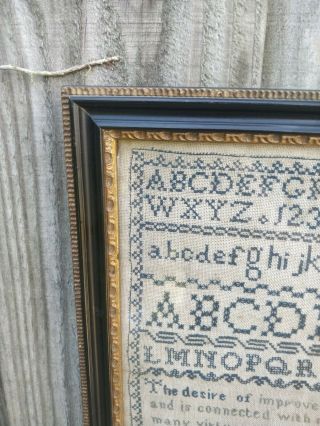 Victorian 1847 Alphabet ABC Numbered Needlework Sampler Tapestry Hogarth Frame 5