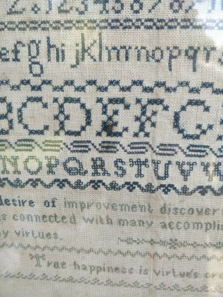 Victorian 1847 Alphabet ABC Numbered Needlework Sampler Tapestry Hogarth Frame 6