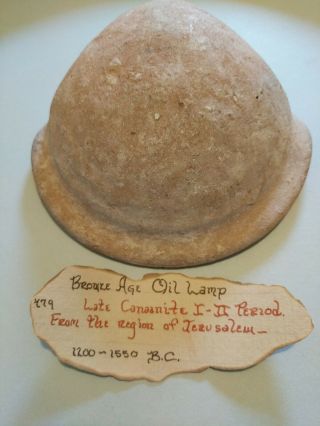 Holy Land Terracotta Saucer Oil Lamp.  Bronze Age,  1200 - 1550 BC 2