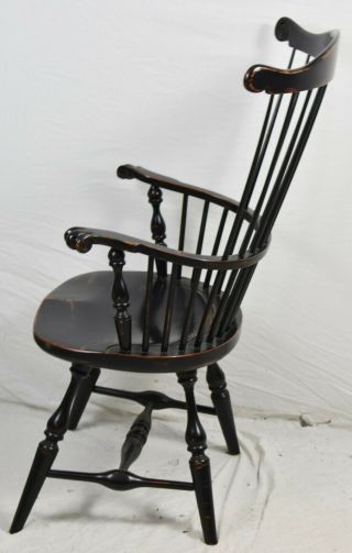 Fredrick Duckloe Brothers High Back Windsor Chairs Carved Knuckles Black 3