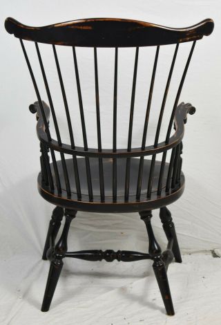 Fredrick Duckloe Brothers High Back Windsor Chairs Carved Knuckles Black 4