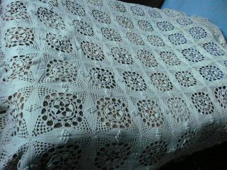 ANTIQUE BEDSPREAD FRENCH LACE HAND COVERLETS CROCHET 84 