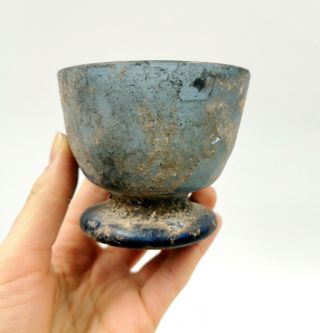 Roman Ca.  100 Ad Cobalt Blue Glass Cup - Intact R196