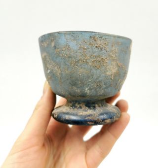 ROMAN CA.  100 AD COBALT BLUE GLASS CUP - INTACT R196 2