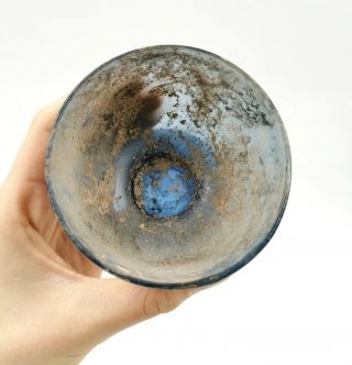 ROMAN CA.  100 AD COBALT BLUE GLASS CUP - INTACT R196 3