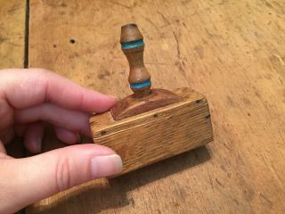 Early 19th Century Childs Wooden Toy Rattle Neat Rectangular Box Form W Handle