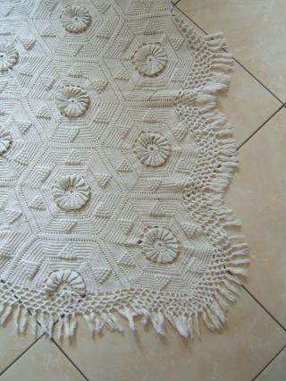 ANTIQUE french QUILT BEDSPREAD CROCHET BED COVER SOUTH KNITTED CROCHETED.  roses 11