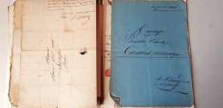 Manuscripts,  documents from Napoleon time,  1800 - 1850,  in antique leather map 11