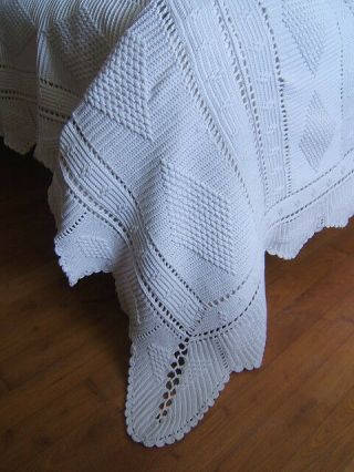 ANTIQUE QUILT BEDSPREAD CROCHET BED COVER SOUTH FRENCH FRANCE KNITTED CROCHETED 11